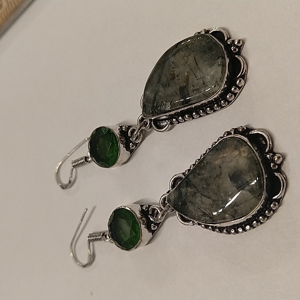 Peridot and moss agate earrings